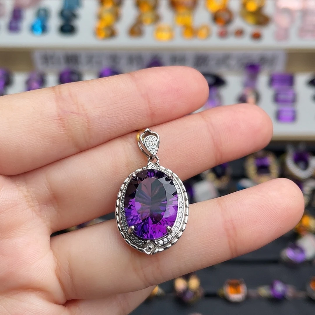 水晶珠宝半成品银S925镶嵌天然保真