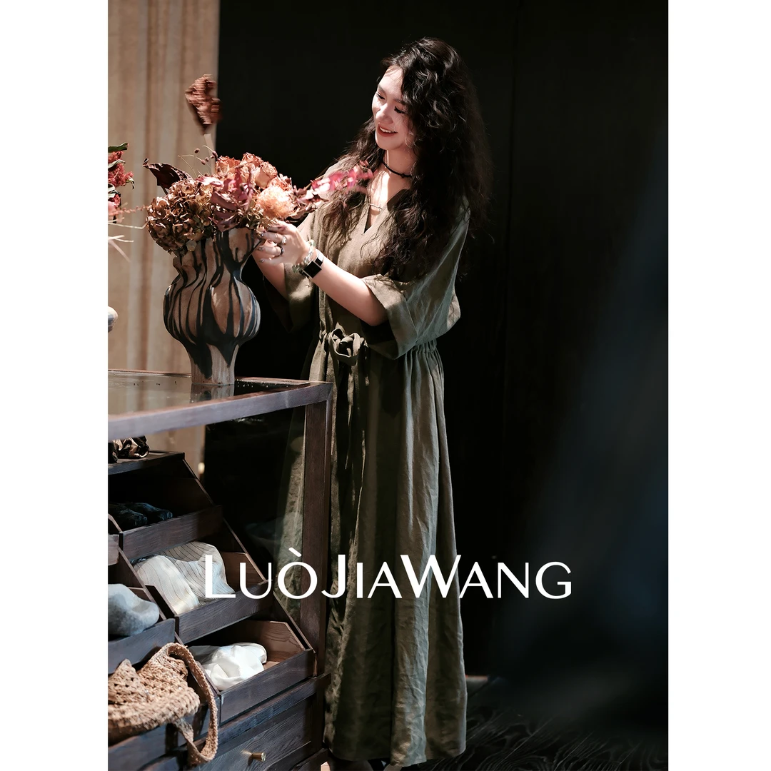 100%汉麻舒适透气显瘦时髦艺术百搭连衣裙LUOJIAWANG【山间有风】