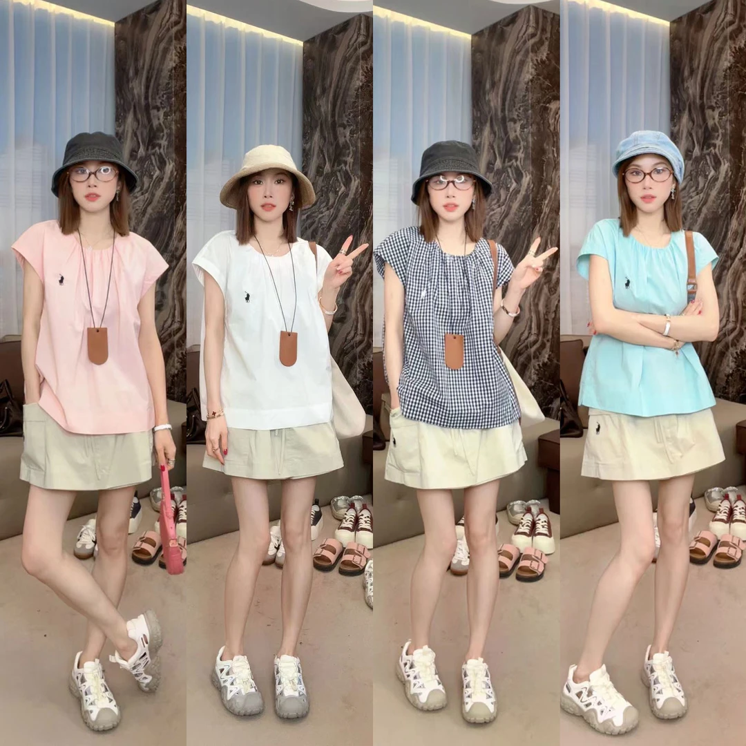 【骑士韩系小衫】圆领设计感短袖衬衫法式无袖褶皱衬衣