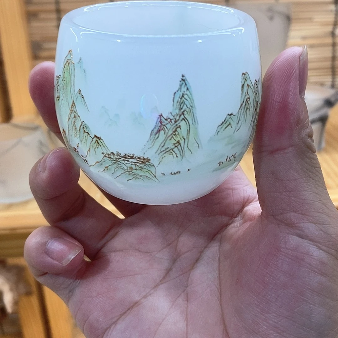 琉璃手工艺品千里江山图主人杯