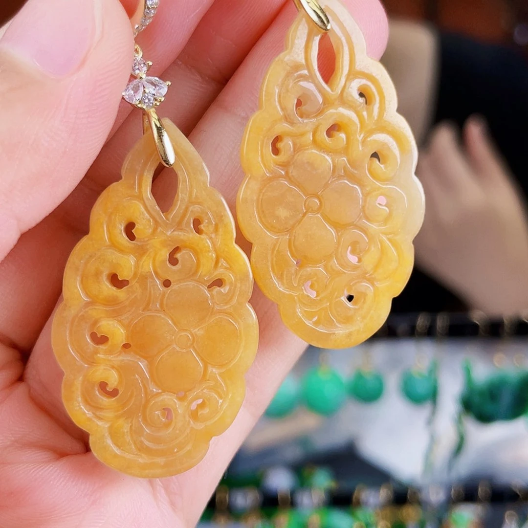 翡翠银S925镶嵌耳饰饰品