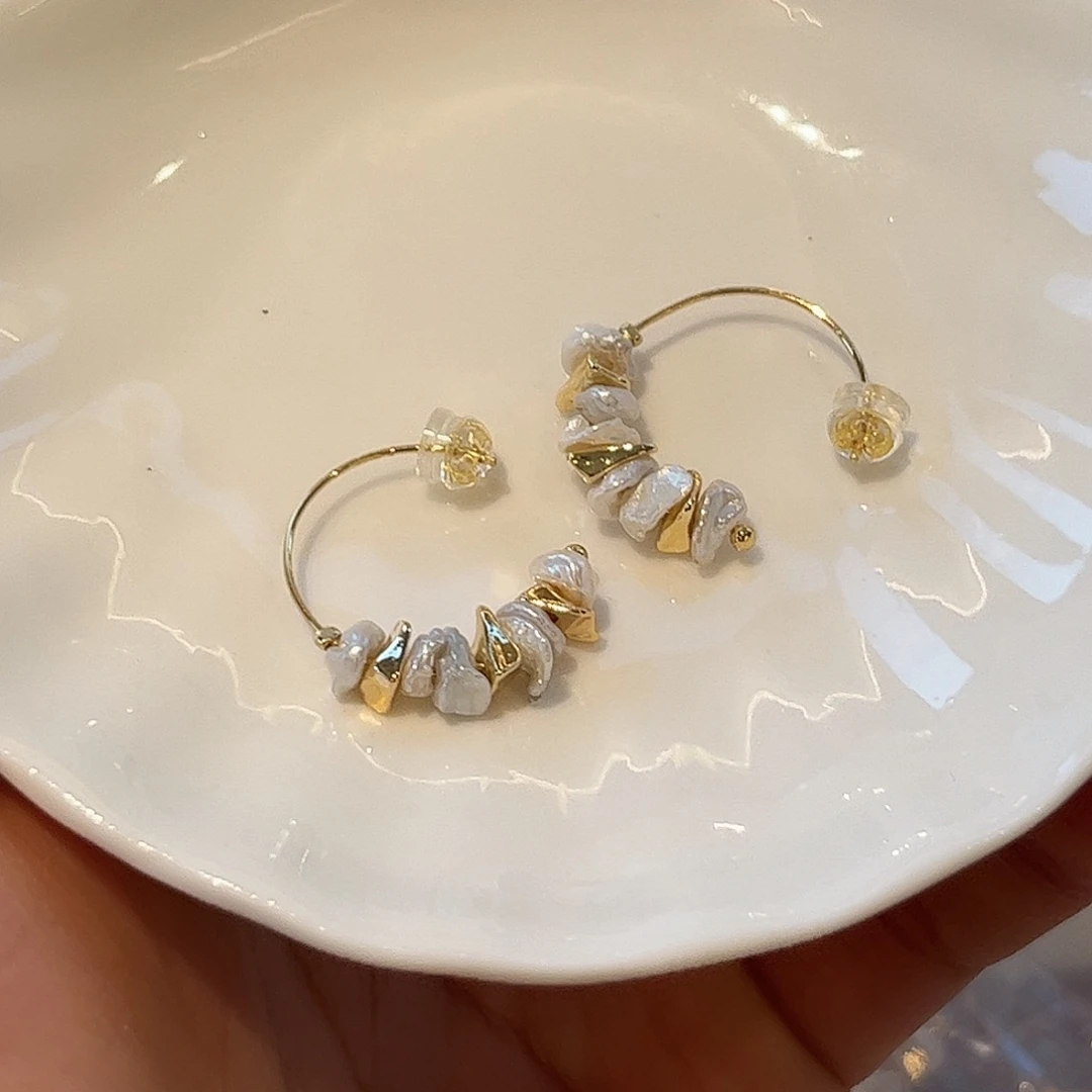 合金淡水珍珠耳饰