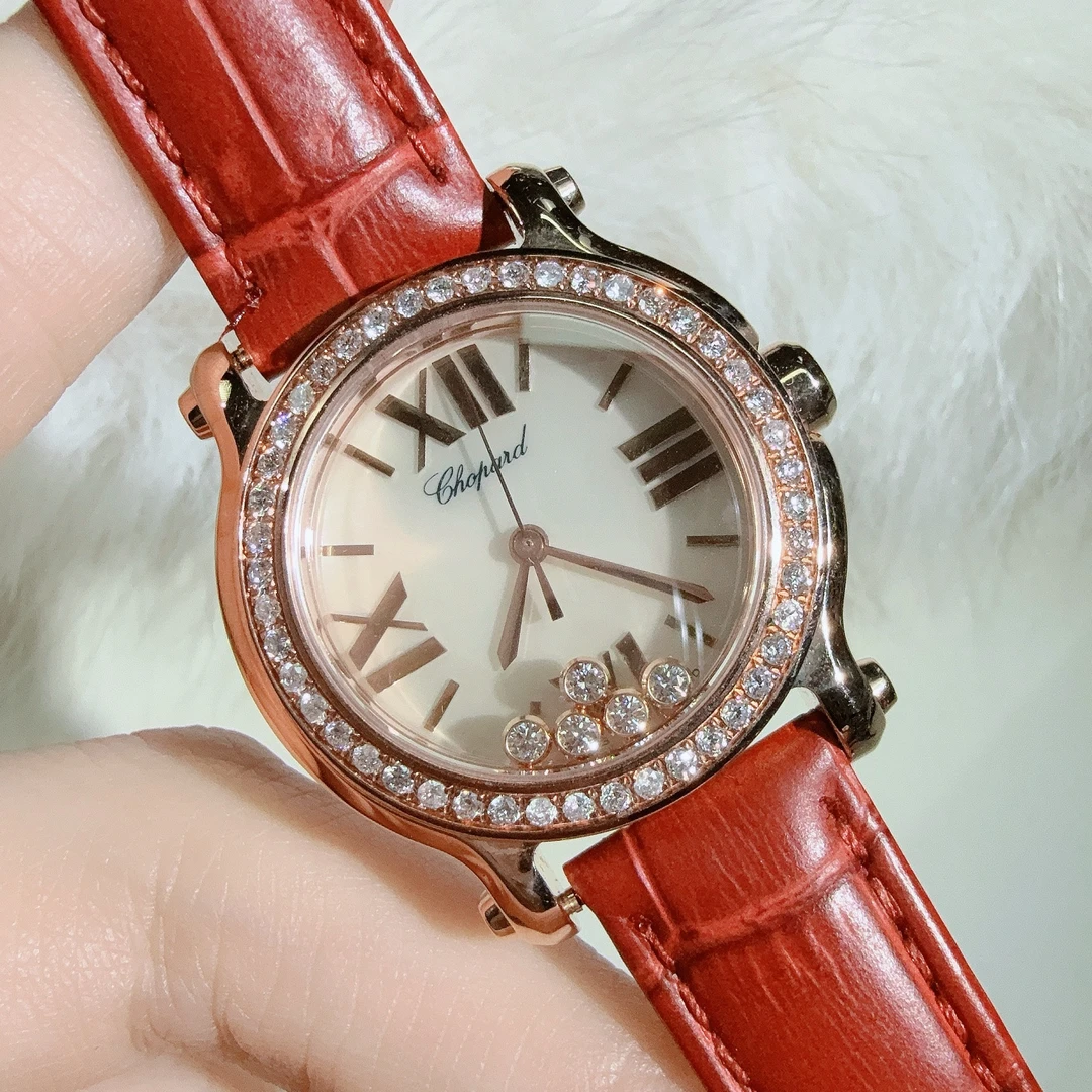 99新 Chopard/萧邦 快乐钻系列 快乐五钻 表径30mm 石英腕表 后钻