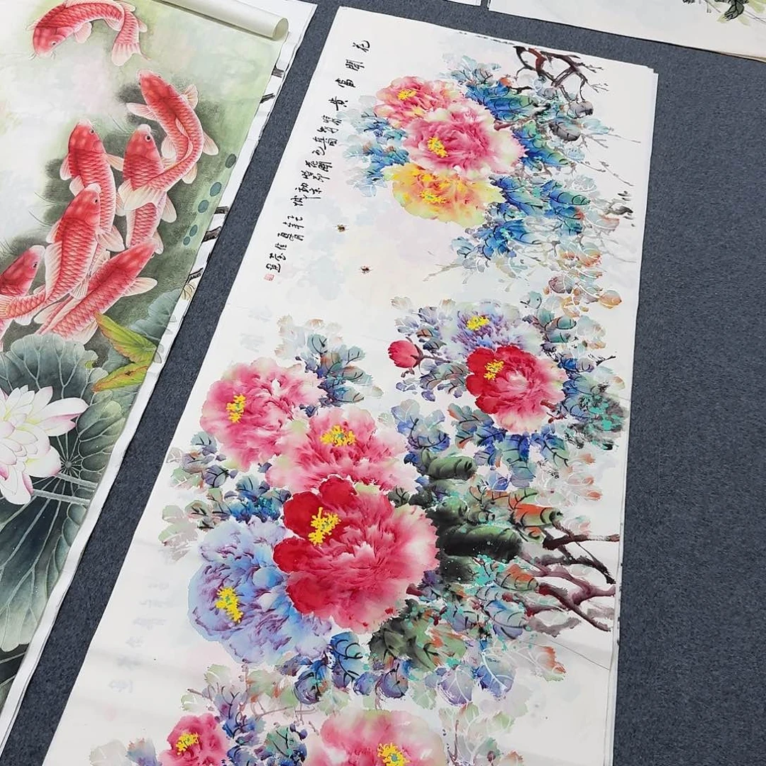 晨***曦国画尺寸70X180纯手绘作品