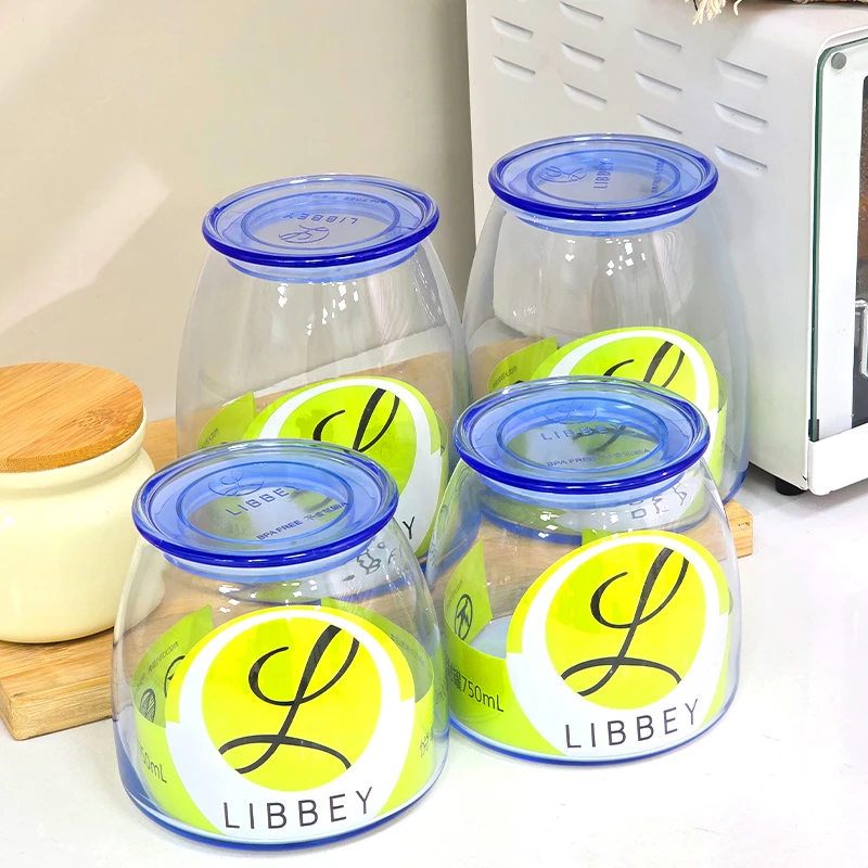 家用玻璃密封罐幻彩蓝带盖密封透明大容量收纳罐杂粮罐花茶茶叶罐