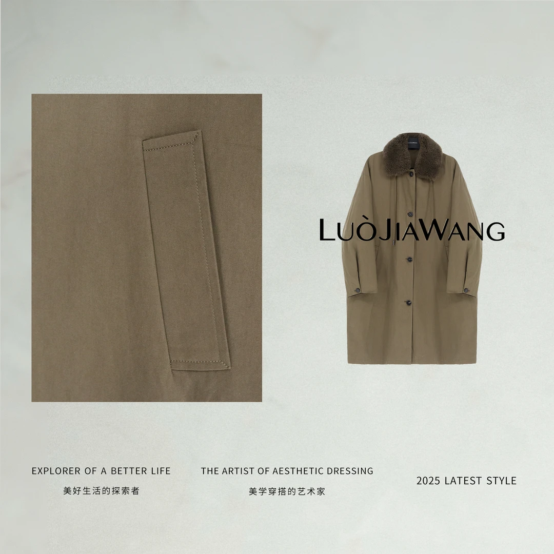 秋冬羊毛领保暖轻薄风衣羽绒服女薄款25新款LUOJIAWANG【温暖定格】