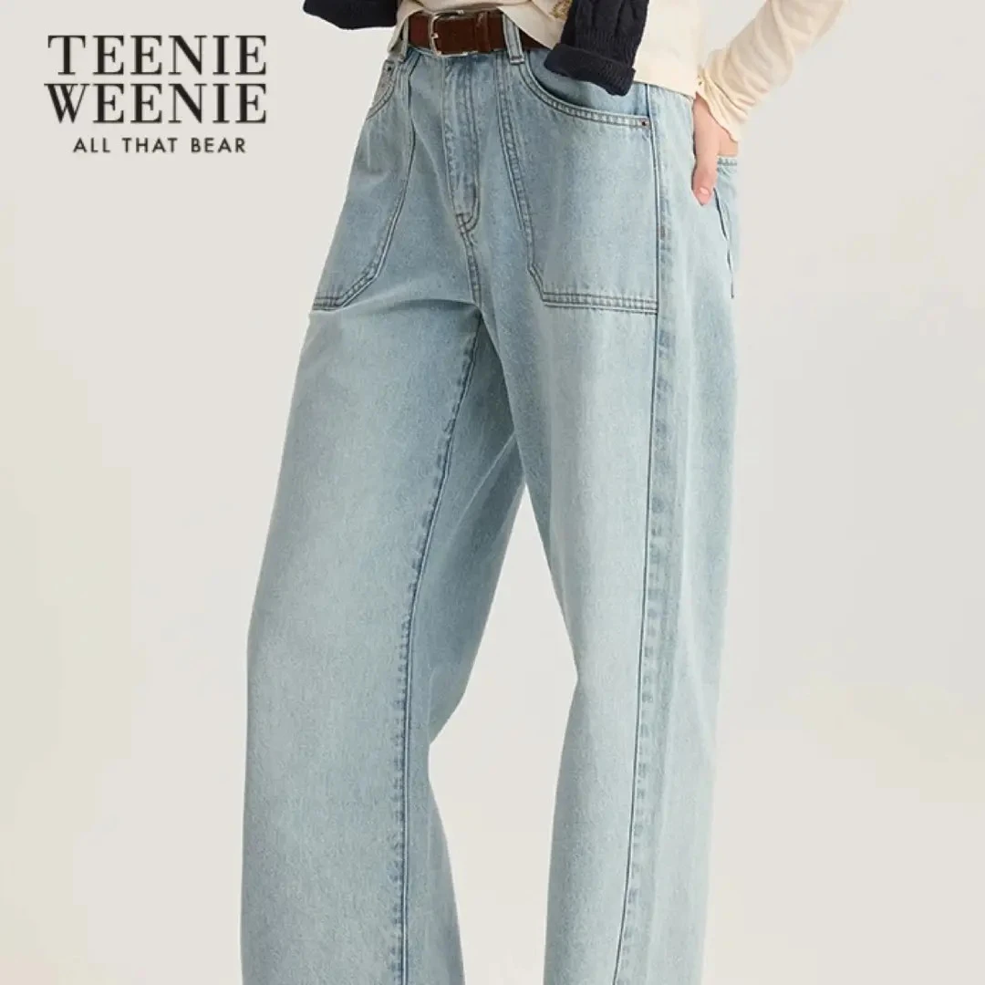 TeenieWeenie小熊牛仔裤宽松高腰裤子女25年秋冬新款TTTJ254901P
