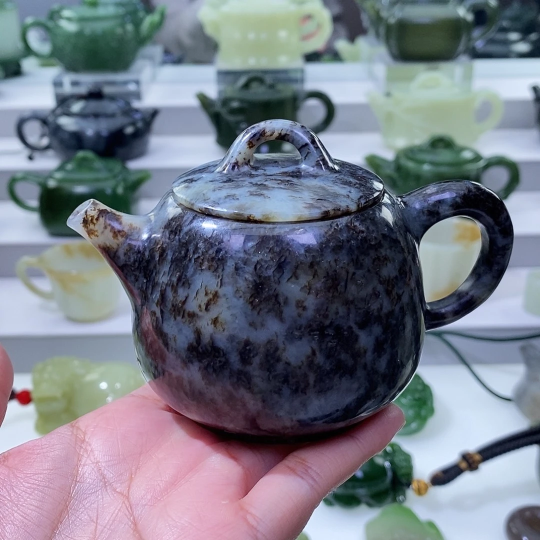 和田玉未镶嵌挂件茶壶