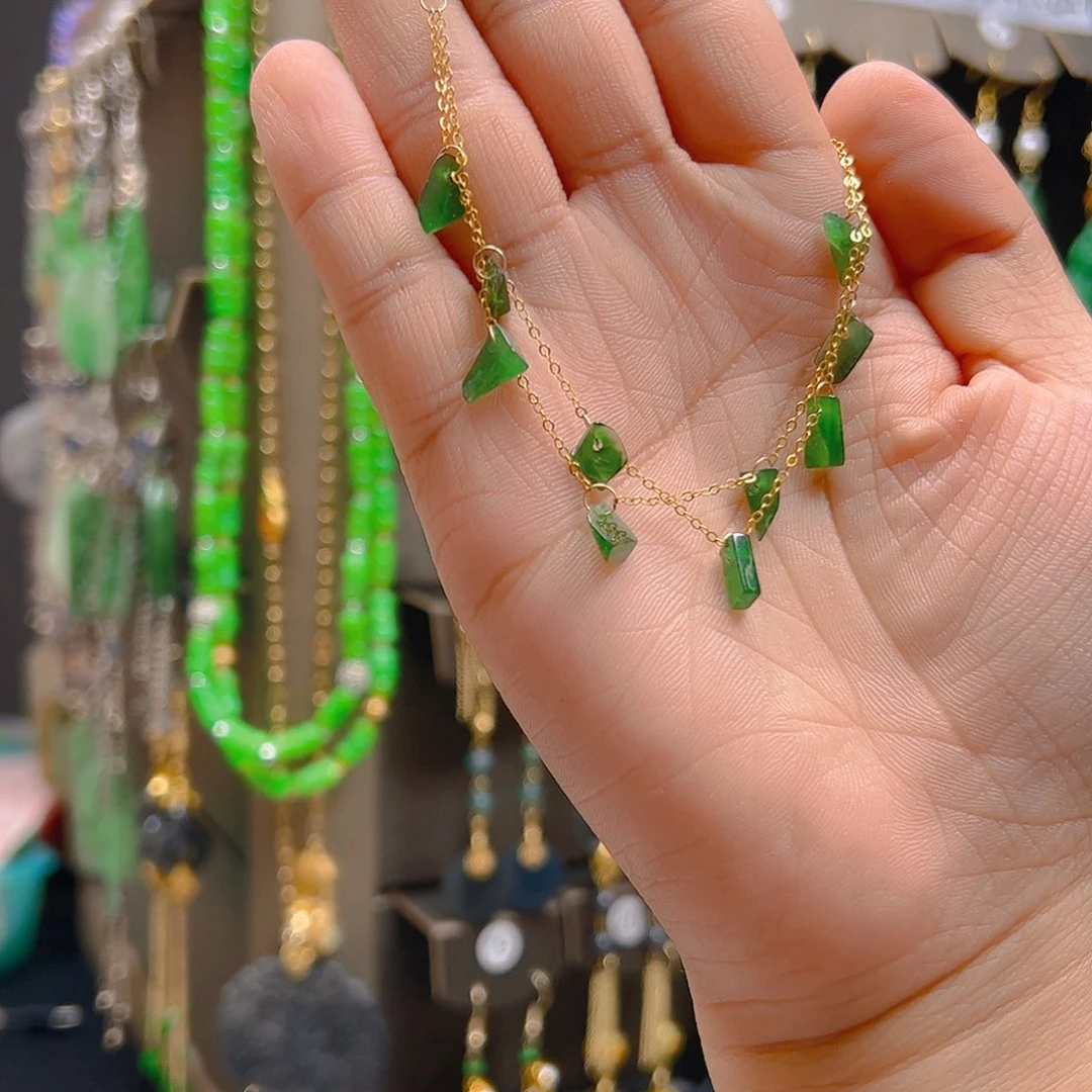 银S925镀金镶嵌翡翠耳坠