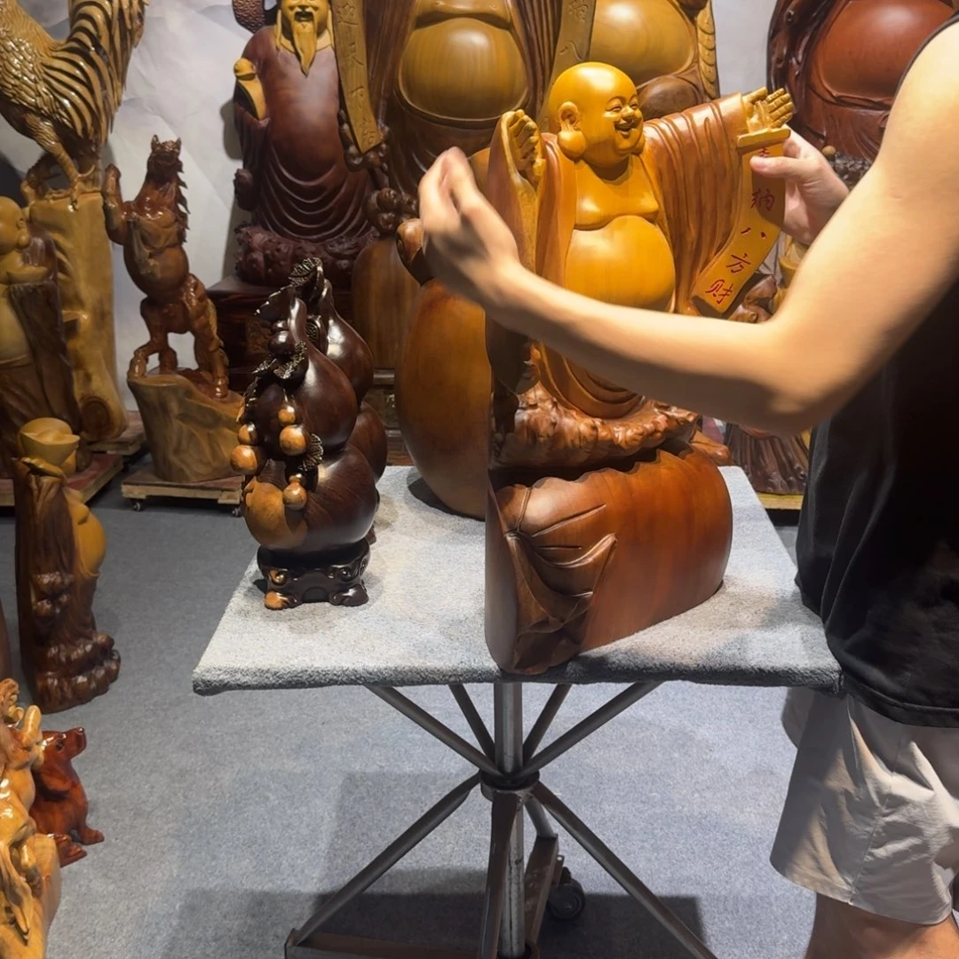 香樟木用****9香樟木弥勒摆件