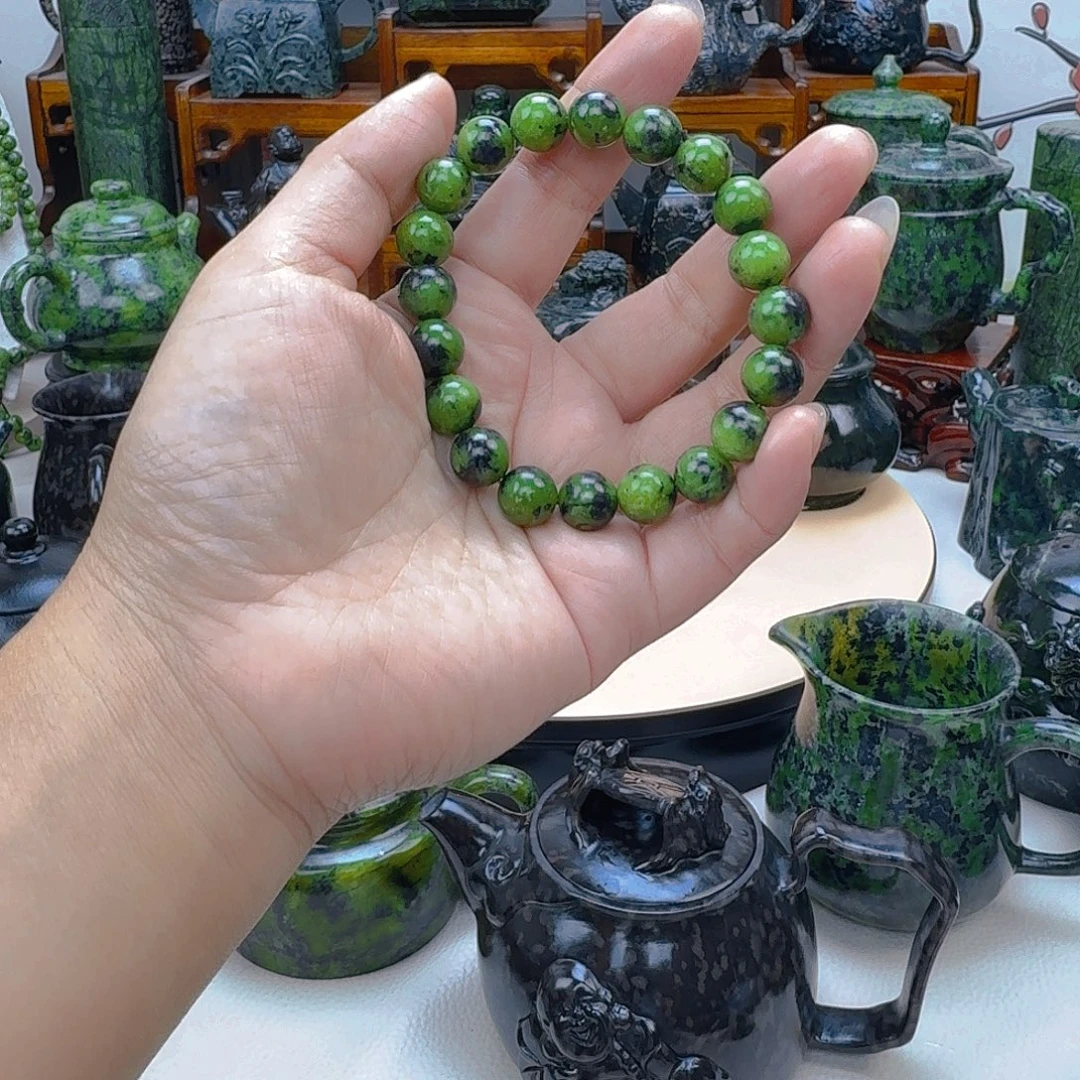 石***收未镶嵌蛇纹石玉藏玉药王石茶壶