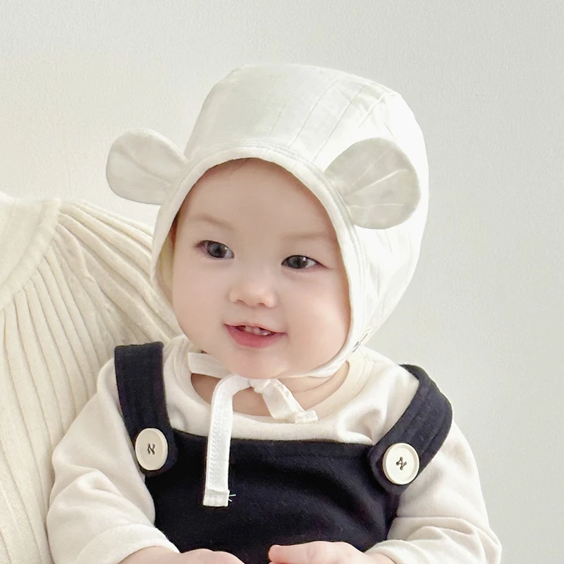 短檐原创韩版春秋季节套头帽针织小月龄帽子婴儿帽婴幼儿无檐圆顶