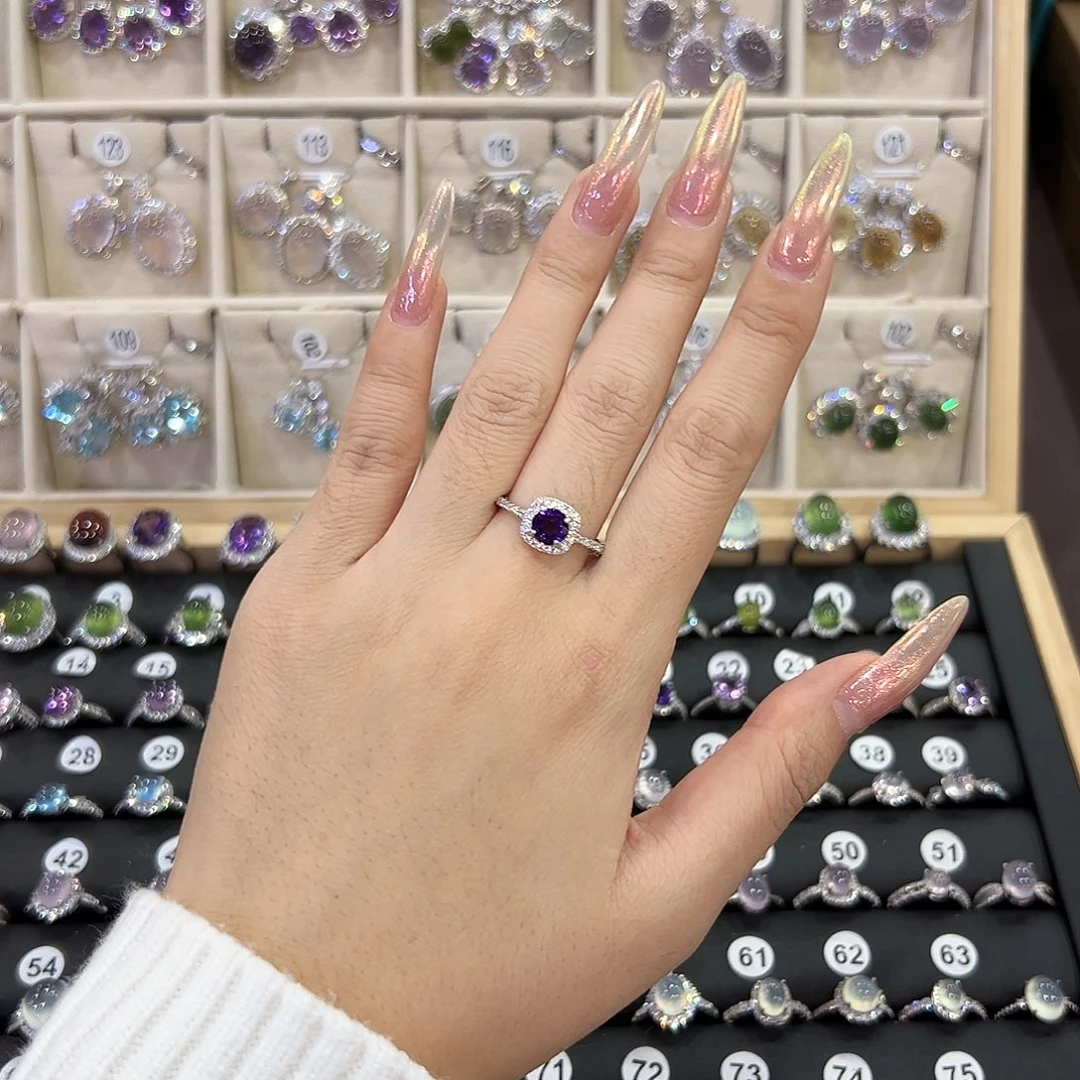 戒指银S925镶嵌水晶