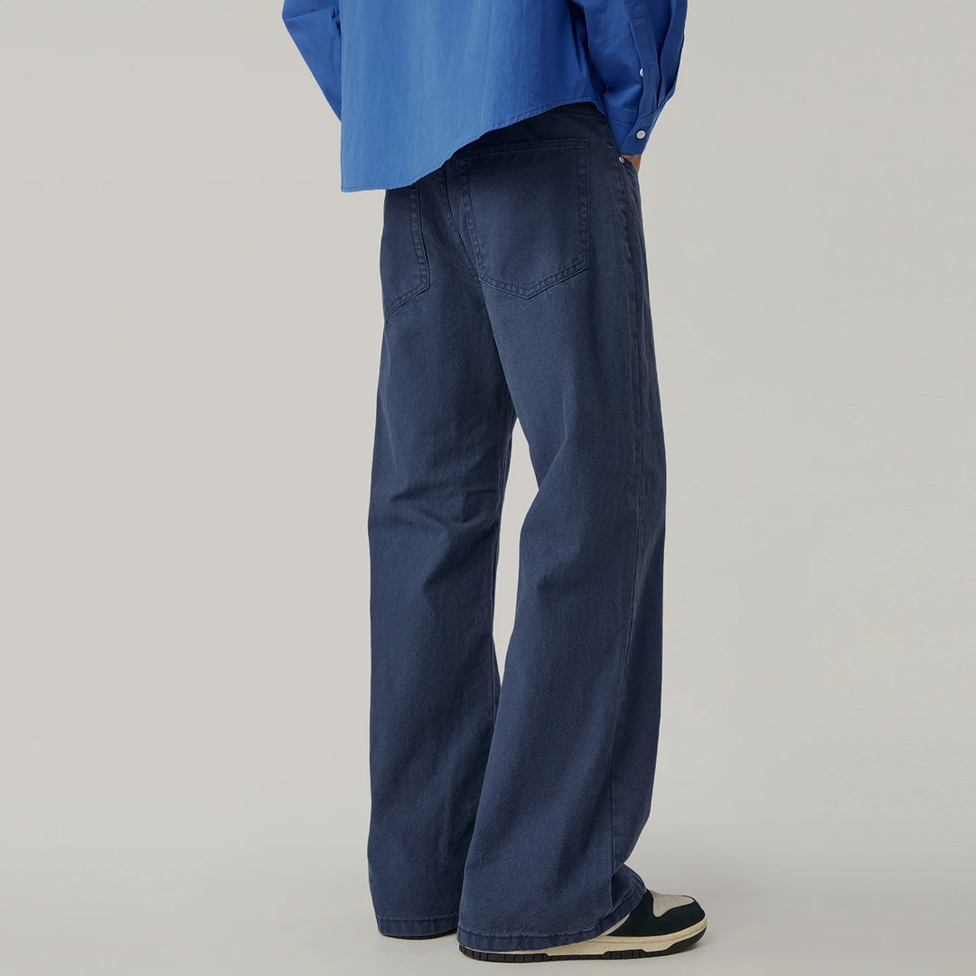 蓝色微喇叭牛仔裤男2025秋季新款宽松直筒阔腿裤美式高街休闲长裤