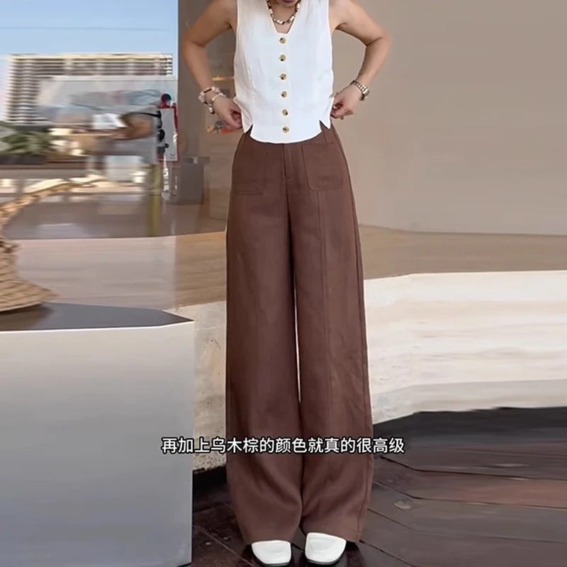 高级感亚麻裤2025春季新款宽松时尚舒适潮流百搭慵懒风气质休闲裤