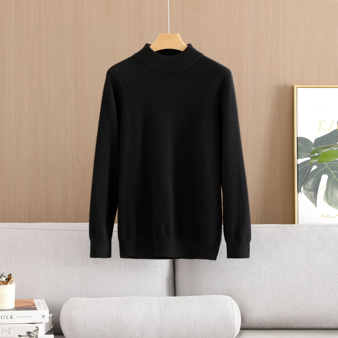 【不议价】100%山羊绒男士时尚休闲厚款半高领针织长袖羊绒套衫