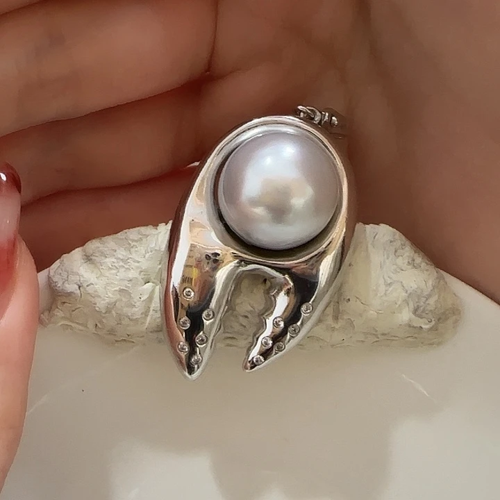 海水珍珠吊坠(不含链)银S925镶嵌骄**火