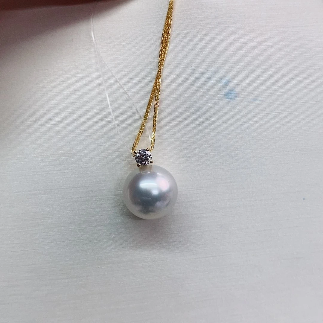 颈饰18K金镶嵌海水珍珠9-10