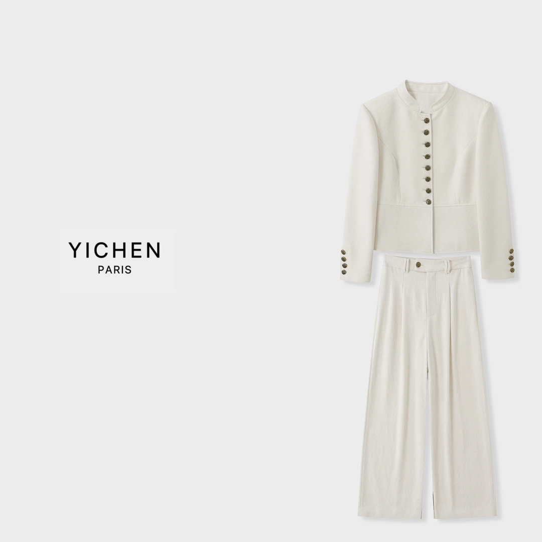 YC 【白色骑士】软呢立裁外套/高腰直筒裤-1709