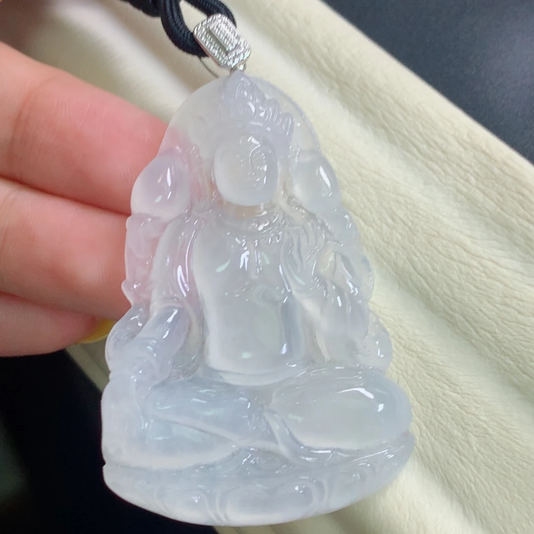 翡翠18K金镶嵌颈饰度母