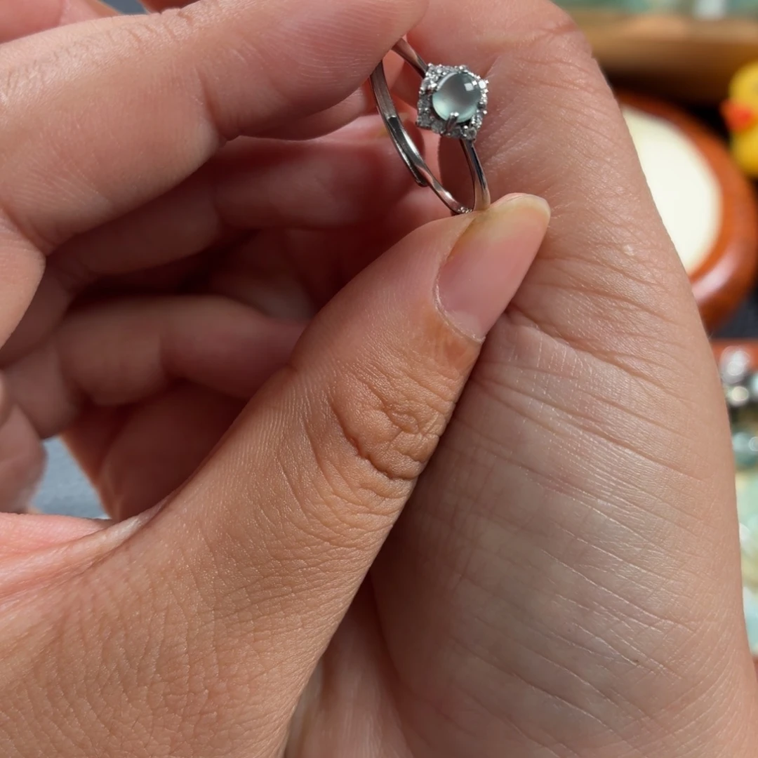 翡翠银S925镶嵌颈饰天空蓝戒指18