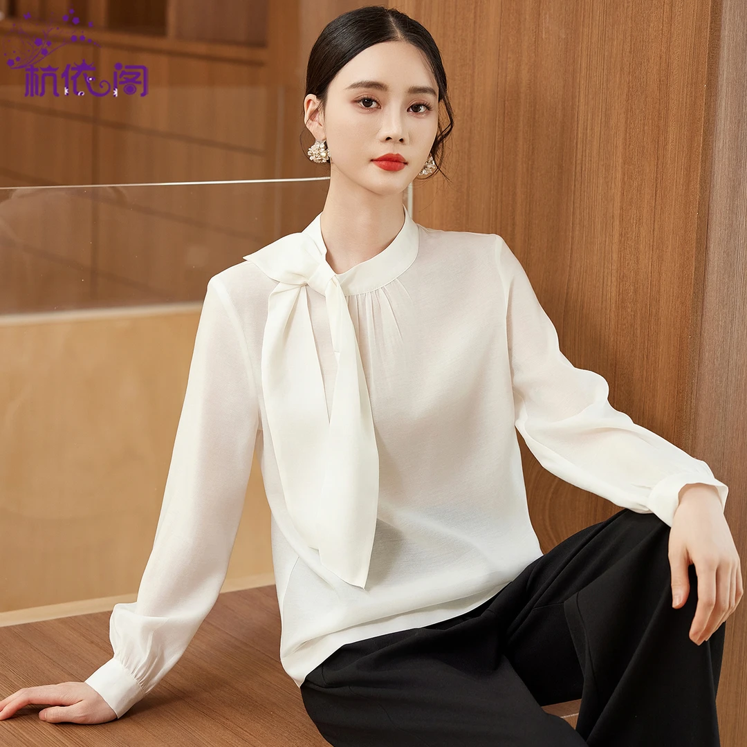 飘带立领衬衫女长袖2025秋季新款高级感法式气质洋气漂亮小衫上衣