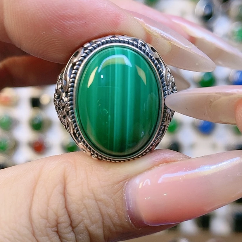 【闪购商品】孔雀石银S925镶嵌戒指