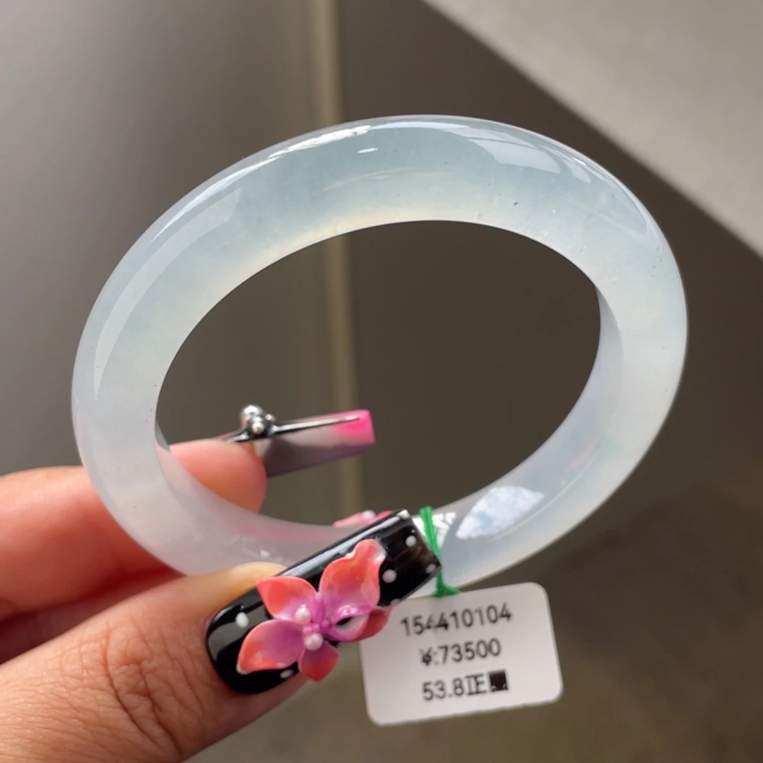 未镶嵌手镯翡翠一手）白冰起光正圈手镯
