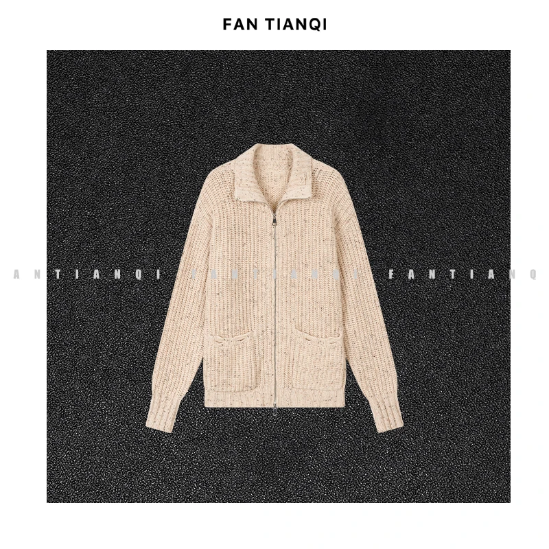 范天奇/FAN TIANQI【花纱拉链开衫】美利诺羊毛软糯开衫FWSWT56169