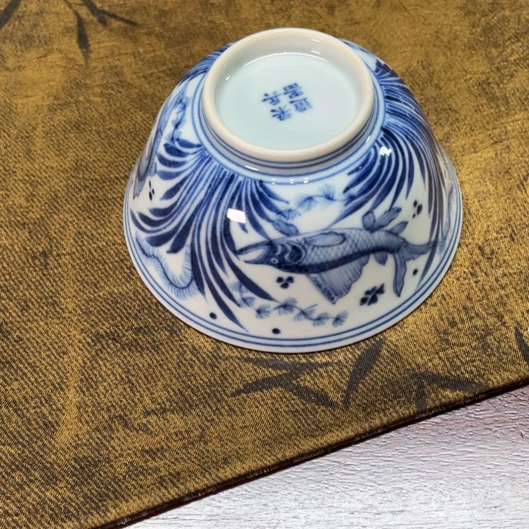 瓷杯子鱼藻纹杯525