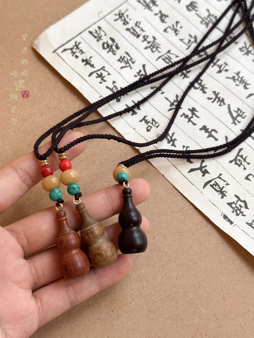 铜布艺项链 新中式木质葫芦项链女复古民族风长款锁骨链2025新款