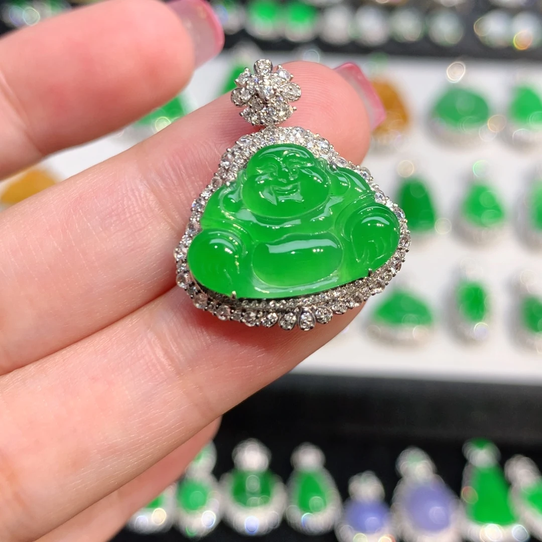 翡翠18K金镶嵌耳饰