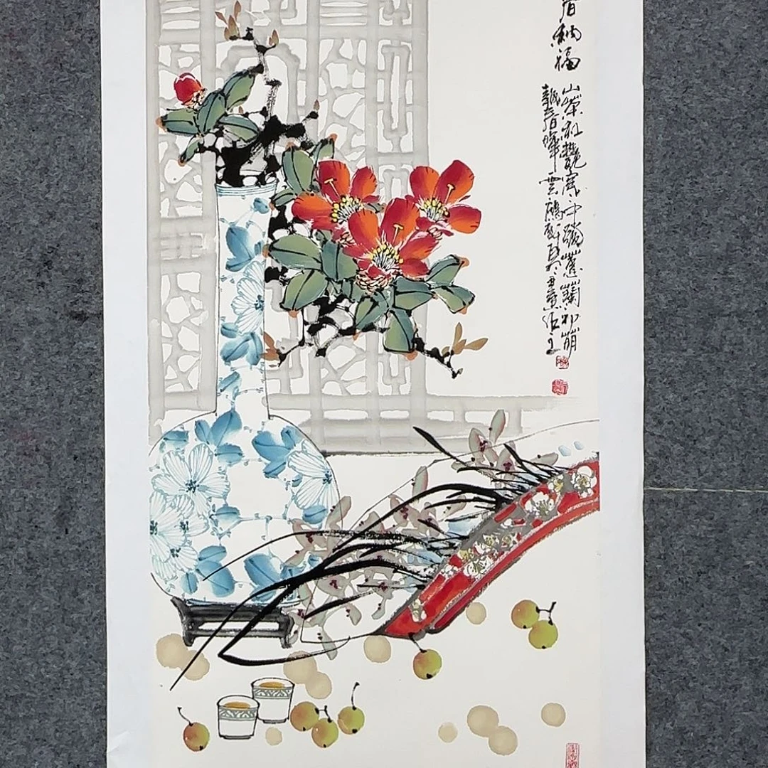 国画100*50纯手绘白羽