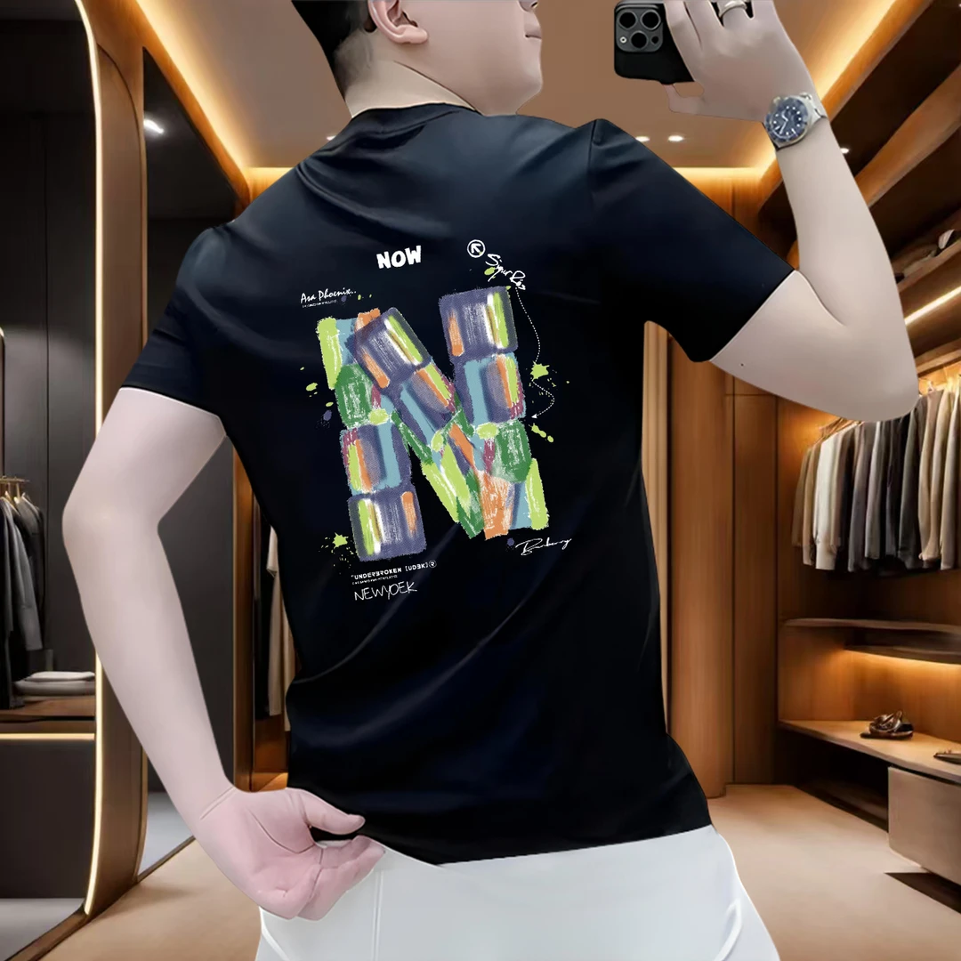 纯棉t恤男款短袖2026夏季新款潮流时尚大码印花网红洋气炸街男装