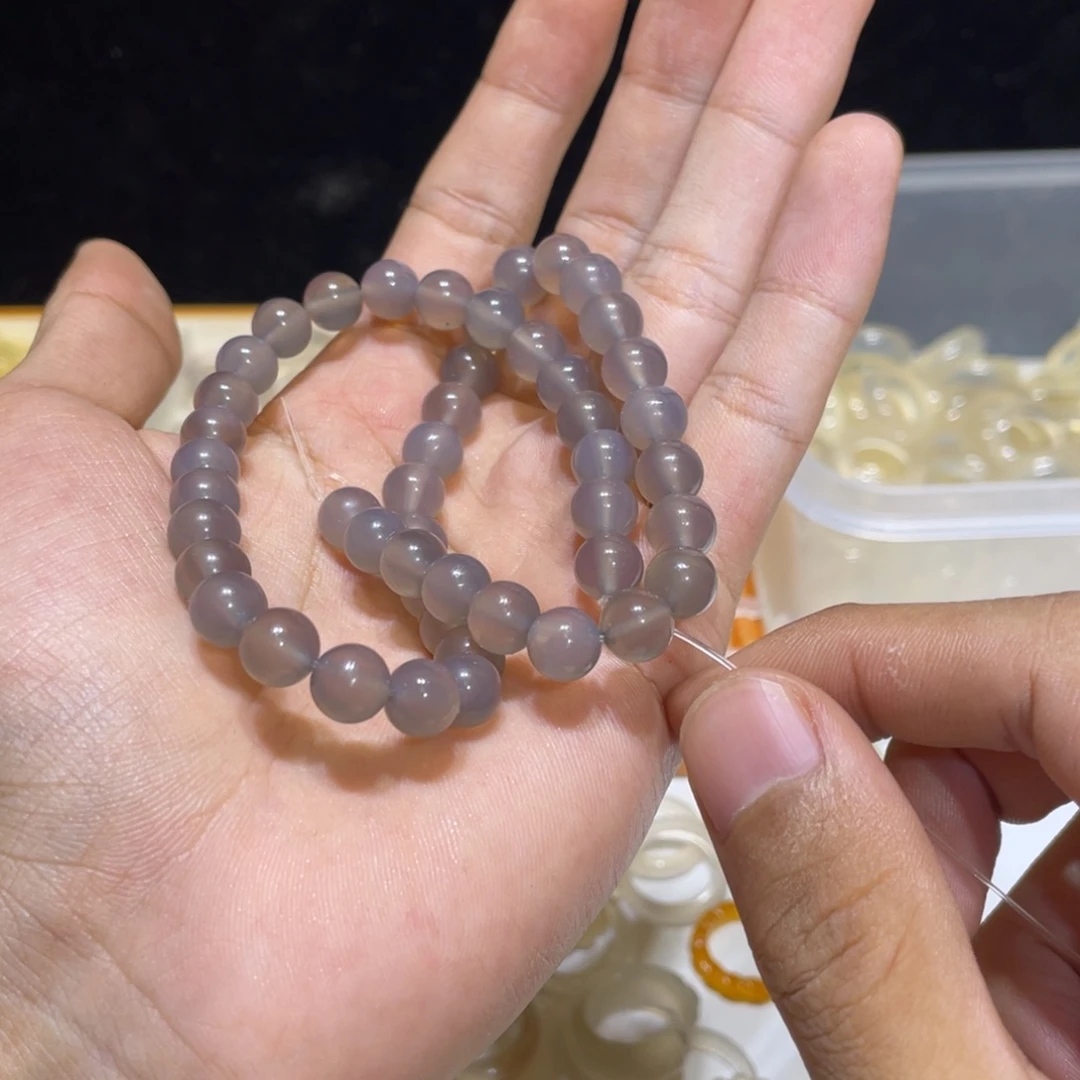 玛瑙/玉髓未镶嵌戒指灰冰两串