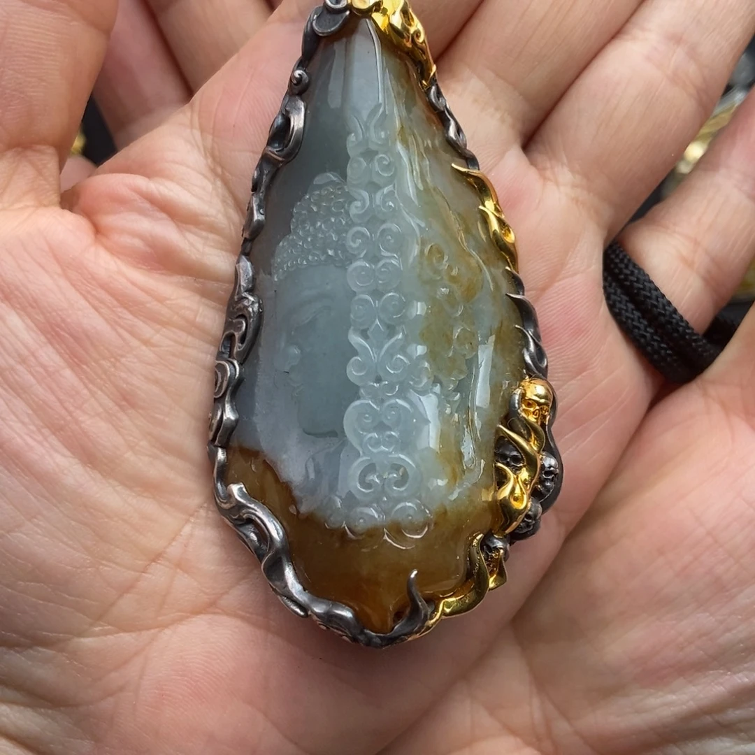 翡翠银S925镶嵌颈饰S925银翡翠饰品