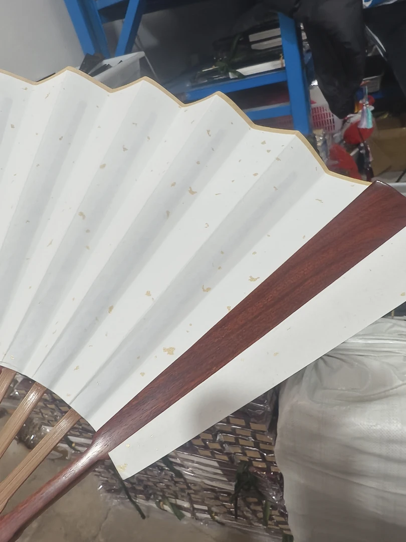 10寸15方红木乌木半芯空白宣纸折扇国风扇宜书宜画