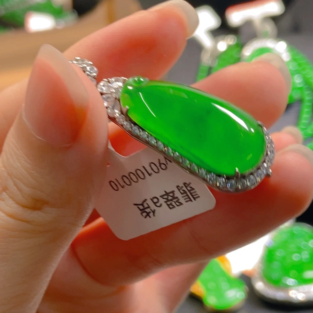 翡翠银S925镶嵌吊坠(不含链)
