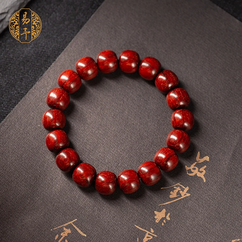易予檀坊 印度小叶紫檀11mm×12mm泥料金星 檀香紫檀男女款手串