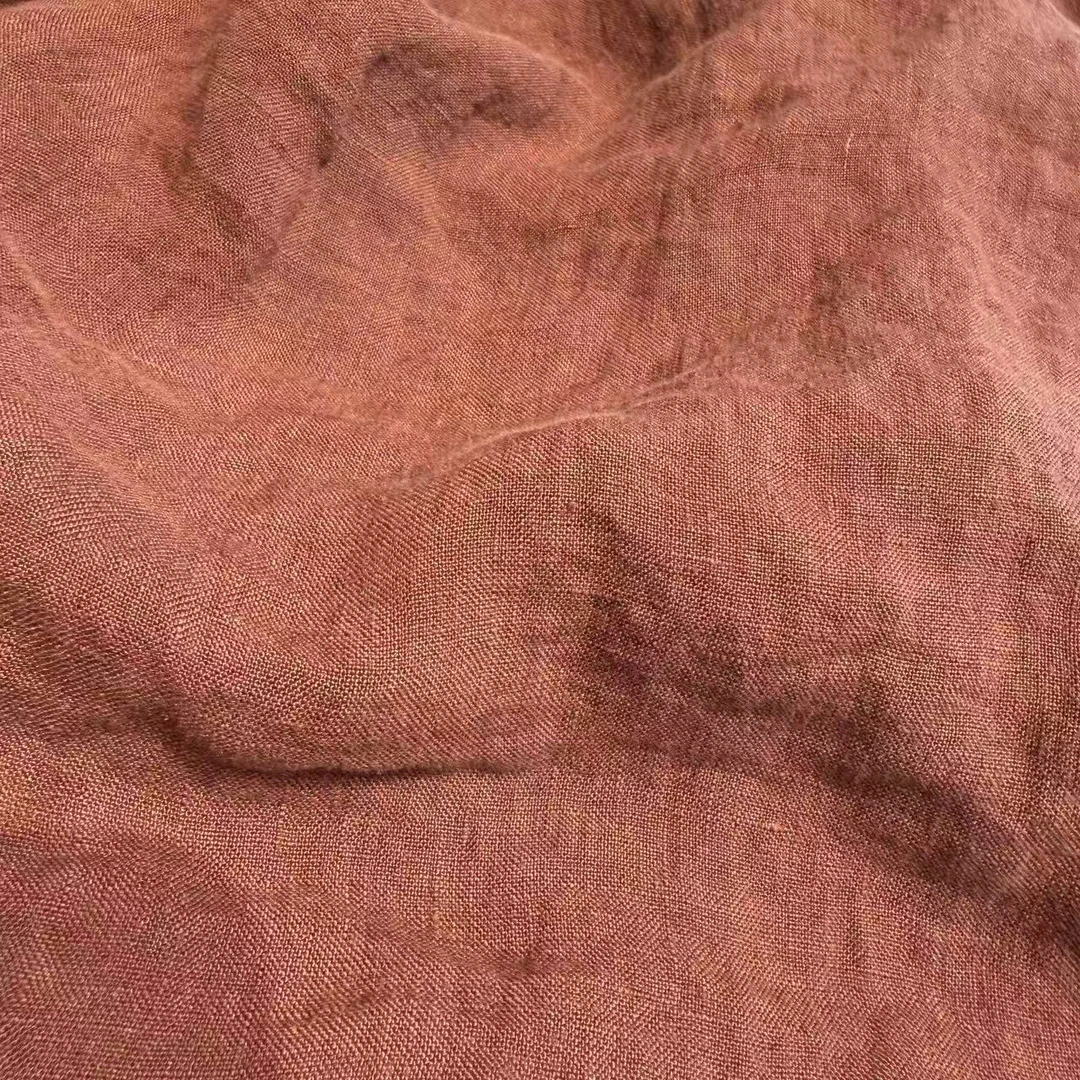 【左耳与麻】2025夏季高货100%雨露亚麻（定制柿染）休闲裤女52109