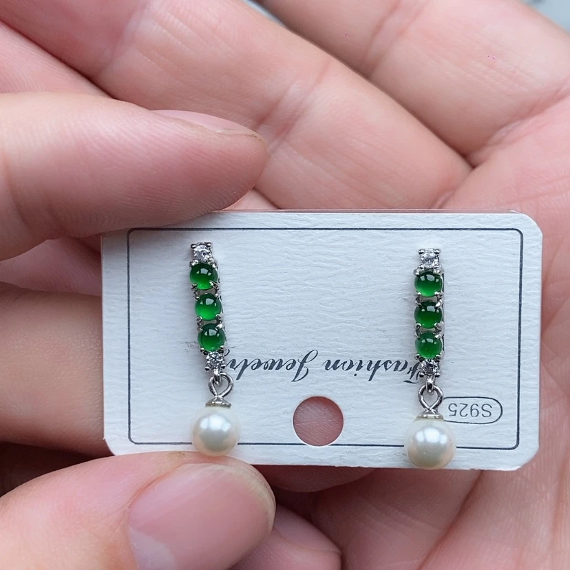 【闪购商品】银S925镶嵌翡翠耳饰