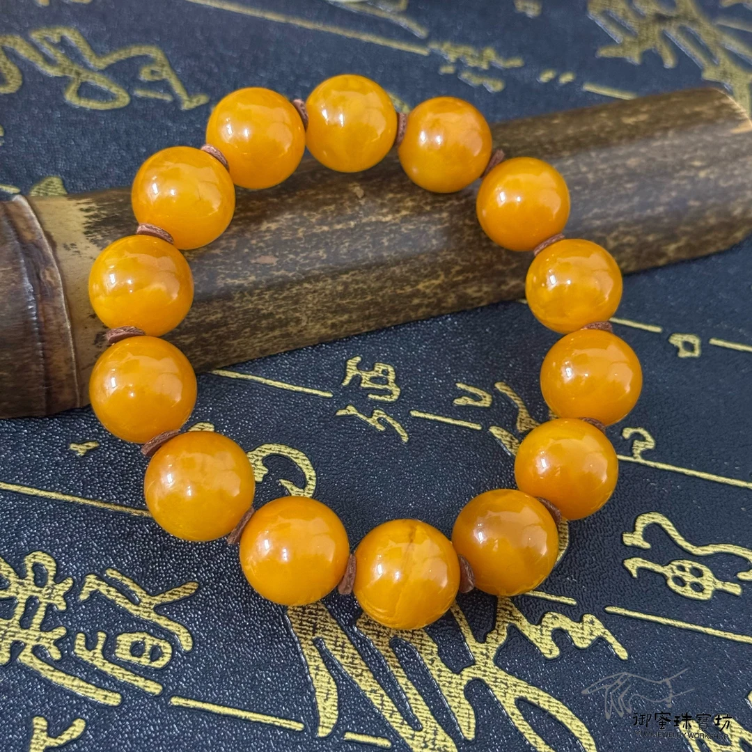 【御蜜珠宝】12mm+老红花蜡隔片手串珠寶＠多样性只发其中一件