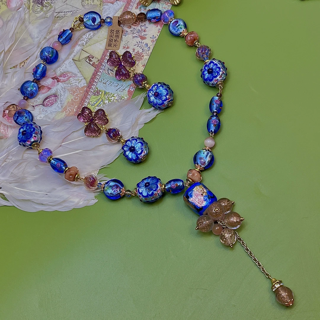 合金项链 原创设计琉璃项链耳