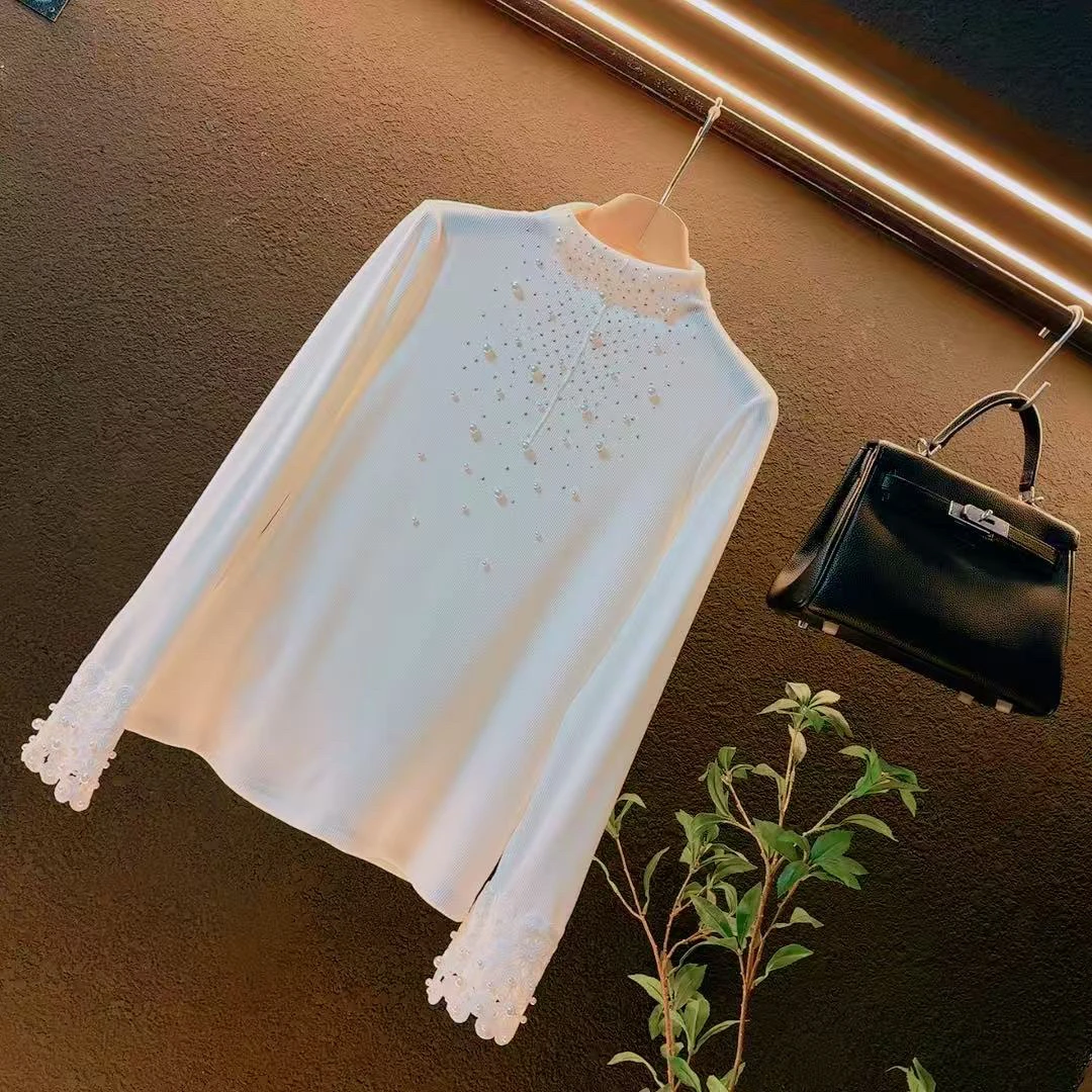 新款大码2025冬季半高领显瘦磨毛加厚洋气重工高级感上衣/3121