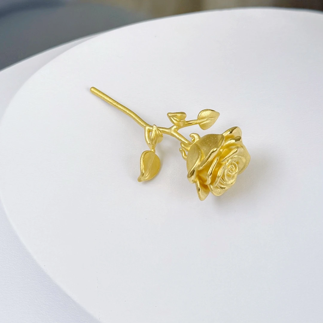 足金999 玫瑰花吊坠