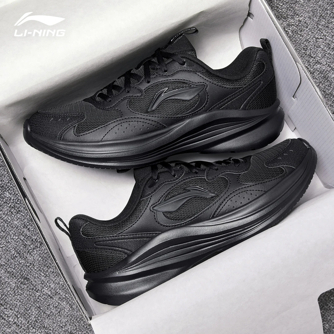 李宁轻风v2跑步鞋男鞋2025秋季黑色百搭软底舒适通勤休闲运动鞋