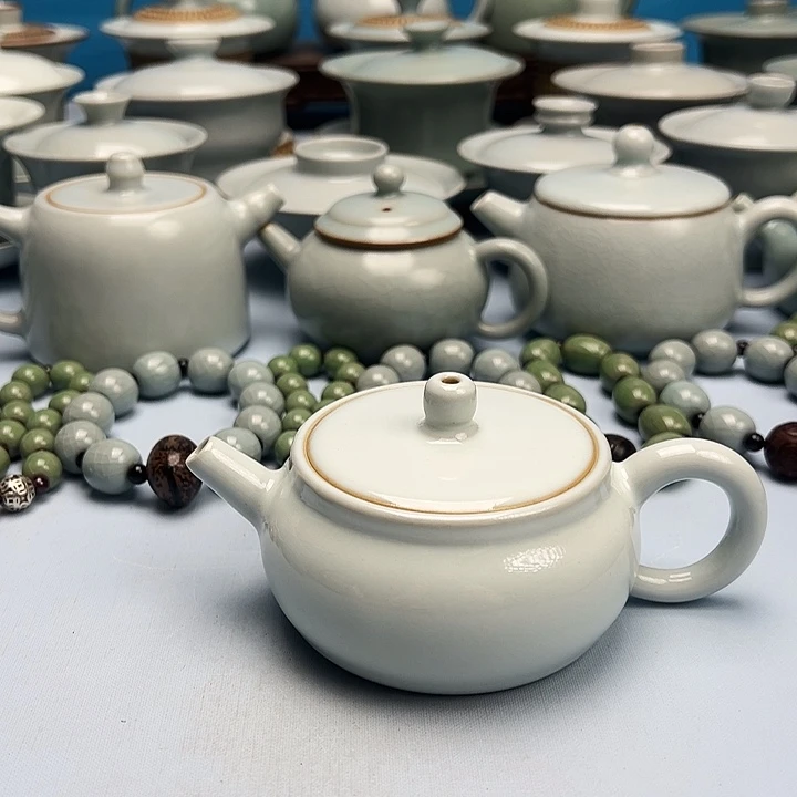 杯月白釉汗瓦壶原矿原釉原产地