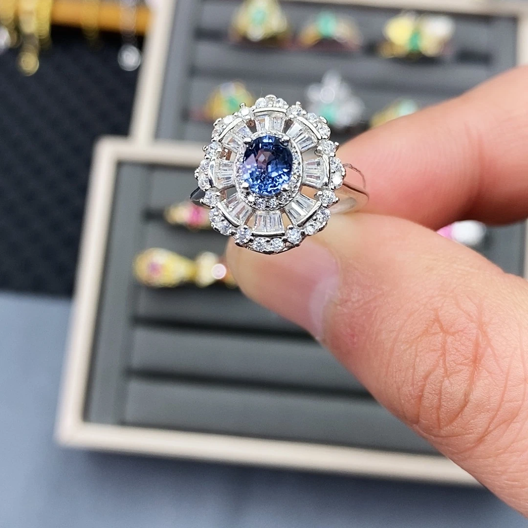 戒指尖晶石银S925镶嵌