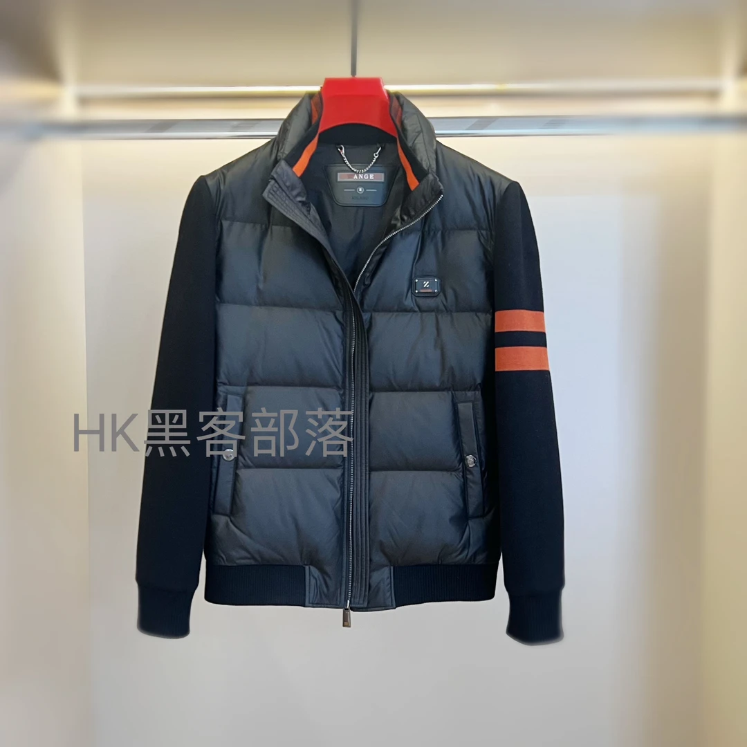 25男冬季抗寒休闲保暖白鸭绒外套修身时尚拼接针织袖高档衣服 513