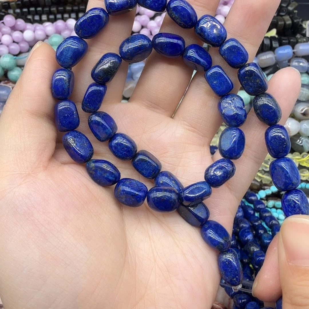 黄晶未镶嵌珠宝半成品8×10青金糖豆一条